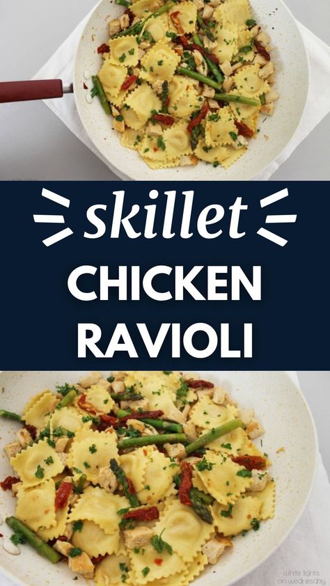 Dinner Ideas Skillet, Chicken Pasta Sauce, Chicken Ravioli, Roasted Garlic Recipe, Easy Skillet Chicken, Filled Pasta, Quick Chicken Recipes, Ravioli Recipe, Easy Skillet