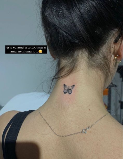 Neck Tattoo Designs For Women, Tattoo Pequeños Mujer, Under Eye Tattoo, Butterfly Neck Tattoo, Nape Tattoo, Minimalist Tattoo Small, Side Neck Tattoo, Butterfly Back Tattoo, Ear Tattoo Ideas