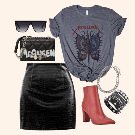 Metallic Butterfly Band Tee / Graphic T-shirt ( Vintage Feel ) Band Tee | Sassy Queen Boutique Queen Tee Shirt Outfit, Rocker Chic, Metallic Butterfly, Rocker Chic Style, Rock Outfits, Butterfly Graphic, Rock Chic, Tee Outfit, Tshirt Outfits