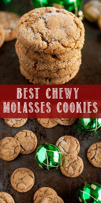 These are the Best Chewy Molasses Cookies ever, and a must make Christmas cookie tradition! The perfectly crackled tops and chewy insides are irresistible! #christmascookie #holidaydessert #molassescookierecipe #cheygingerbreadcookie via @BackForSeconds Dessert Crepes, Christmas Cookies Packaging, Chewy Molasses Cookies, Molasses Cookies Recipe, Dessert Halloween, Ginger Molasses Cookies, Molasses Cookies, Christmas Cookies Easy, Crinkle Cookies