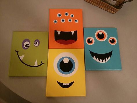 Monster Bedroom, Monster Theme Classroom, Monster Classroom, Monster Room, Monster Nursery, Monster Theme, Kids Painting, Kids Canvas, Monster Birthday