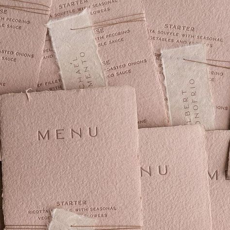 Papira® | Alexandra on Instagram: "Modern menus with layers of texture. Tone-on-tone letterpress printing, fine twine, and deckled name tags on Japanese artisanal paper. Can’t wait to see these on the actual wedding day!" Menu Printing, Wedding Mood Board, Japanese Paper, Letterpress Printing, Name Tag, Name Tags, Handmade Paper, Paper Texture, Letterpress