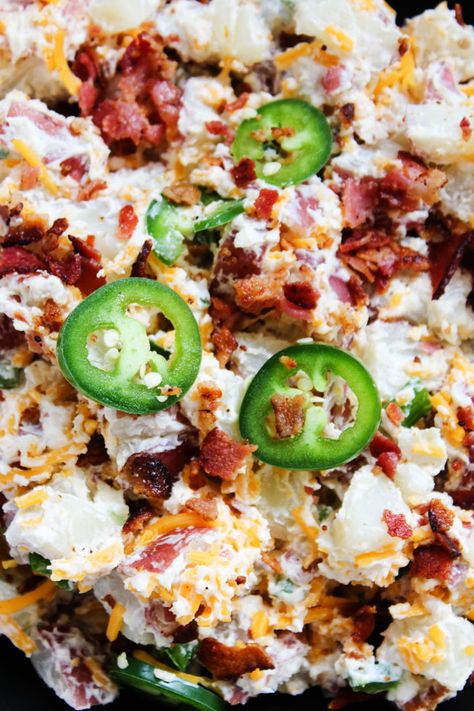 Jalapeno Popper Potato Salad Recipe, Jalapeño Popper Roasted Potato Salad, Jalapeno Popper Salad, Jalapeno Potato Salad, Jalapeño Potato Salad, Texas Potato Salad, Jalapeño Popper Potato Salad, Cookout Side Dishes Family Gatherings, Jalapeno Potatoes