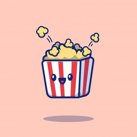 Cute Popcorn, Decoration Creche, Food Doodles, Food Icon, Popcorn Bucket, Food Cartoon, Vector Icons Illustration, Food Wallpaper, Coffee Poster