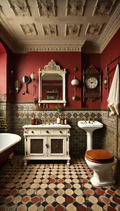 20 Stunning Victorian Bathroom Ideas That Will Transform Your Space 30 Small Spanish Bathroom Ideas, Victorian Homes Interior Bathroom, Small Victorian Bathroom, Victorian Bathroom Ideas, Old Victorian Homes Interior, Lavish Bathroom, Bathroom Victorian, Portfolio Reference, Isometric Room