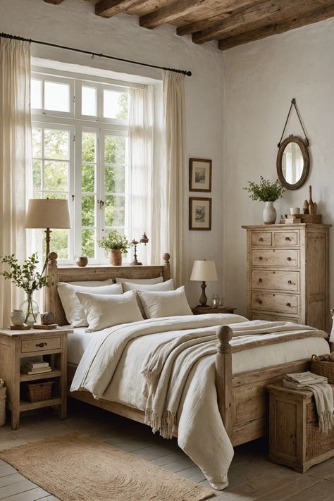 Small Country Bedroom, Wood Cabin Bedroom, Cozy Bedroom Ideas Small Room, Dark Wood Furniture Bedroom, Cozy Country Bedroom, Modern Country Bedroom, Small Farmhouse Bedroom, Bedspread Ideas, Rustic Cabin Bedroom