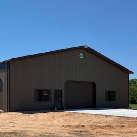 A 60' 0" x 110' 0" x 15' 4" Storage building with a Crinkle Finish - Burnished Slate roof, Crinkle Finish - Smokey Quartz siding and Crinkle Finish - Burnished Slate trim. Burnished Slate Metal Building With Black Trim, Burnished Slate Metal Siding, Burnished Slate Metal Building, Cleary Buildings, Barn Colors, Black Shed, Pole Barn Garage, Gym Design Interior, Barn Apartment