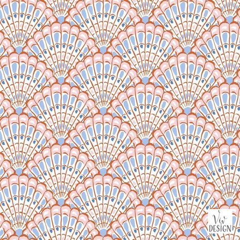 Dreaming about summer and beach life ☀️🏖️ Here’s my new “scallop seashells” design 🐚🐚🐚 . . . #spoonflowerchallenge #spoonflower #spoonflowerfabric #spoonflowerdesigner #patterndesign #printandpattern #patterndesignersclub #surfacepatterncommunity #wallpaper #surfacepattern #tropicalpattern #seashells #artlicensing #artforlicensing #licensingartist Shell Print Pattern, Shell Pattern Design, Scallop Pattern Design, Shells Background, Sea Shell Pattern, Seashell Illustration, Caribbean Vibes, Seashell Pattern, Sea Pattern