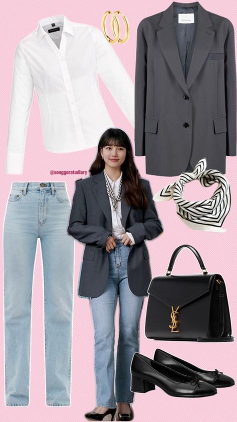 KDrama Inspired Outfit / Seo Dal Mi Bae Suzy Blazer Styling Smart Casual Korean Fashion Office OOTD Seo Dal Mi, Blazer Styling, Korean Fashion Office, Office Ootd, Casual Korean Fashion, Fashion Office, Bae Suzy, Smart Casual, Kdrama