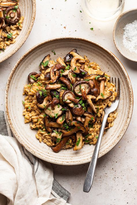 Vegan mushroom risotto - Lazy Cat Kitchen Risotto Vegan, Vegan Mushroom Risotto, Lazy Cat Kitchen, Mushroom Risotto Recipes, Cat Kitchen, Vegan Mushroom, Vegan Potato, Mushroom Risotto, Kitchen Recipe