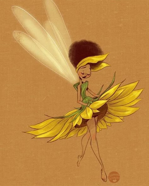 Sunflower Fairy, Brown Sunflower, Disney Fairies Pixie Hollow, Fairy Photography, Fairy Cosplay, Fairy Drawings, Black Fairy, Fairy Illustration, Magical Land