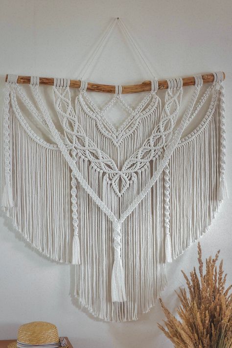 Macrame Wall Hanging For Living Room, Macrame Accent Wall, Large Macrame Wall Hanging Pattern, Big Macrame Wall Hanging, Wedding Photo Zone, Modern Wall Decor Ideas, Macrame Wall Hanging Ideas, Extra Large Macrame Wall Hanging, Wall Decor Macrame