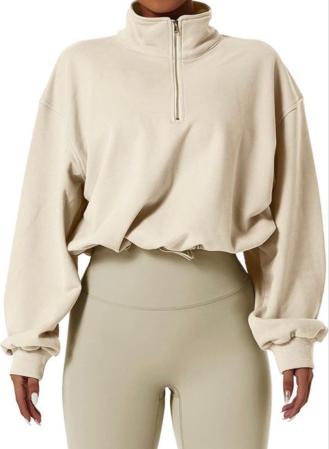 Women's Half Zip Crop Sweatshirt High Neck Long Sleeve Pullover Athletic Cropped Tops #fashion #womensfashion #pinterest #aesthetic #summerfashion #instagram #outfits #ootd #cuteoutfits #summeroutfits #pinterestfashion #sweatshirt #athletic #fitness Bandeau Tops, Dropped Shoulder Sweatshirt, Zip Collar, Collared Sweatshirt, Warm Outfits, Polar Fleece, Crop Sweatshirt, Winter Sweaters, Mode Outfits