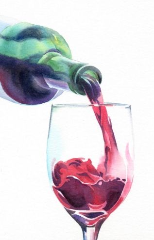 wine painting | RED, RED WINE watercolor painting, original painting by artist Barbara ... Wine Sketch, Wine Watercolor, Art Du Vin, Wine Painting, Sketchbook Illustration, Seni Cat Air, Art Aquarelle, Watercolor Sketchbook, Wine Art