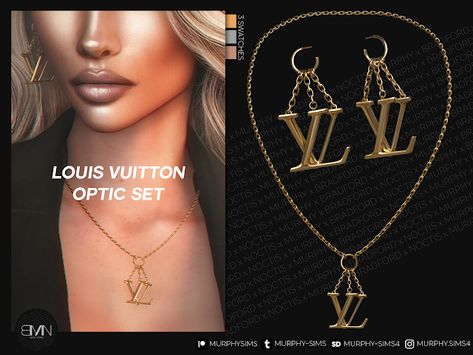 100% new meshes HQ/BG compatible 3 swatches Unisex teen + All LODs Specular maps Custom thumbnails Disallowed for random Luis Vuitton Clothes, Sims 4 Cc Louis Vuitton, Louis Vuitton Clothes, Sims Accessories, Louis Vuitton Necklace, Sims 4 Piercings, Sims 4 Anime, Cc Mods, Pelo Sims