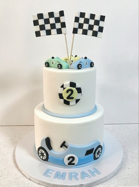 Retro Two Fast Birthday, Racing Cars Birthday Cake, Retro Race Car Birthday Cake, Two Fast Bday Cake, 2fast Birthday Cake, Two Fast Cake Ideas, Vintage Race Car Birthday Cake, Car Cake 2nd Birthday, Retro Car Birthday Party