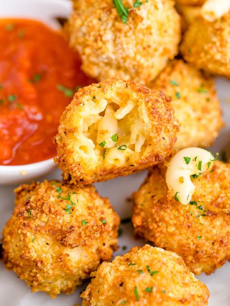 Air Fryer Mac and Cheese Bites Mac Cheese Bites Appetizers, My Air Fryer Kitchen, Air Fryer Mac And Cheese, Macaroni Cheese Bites, Fried Mac N Cheese Balls, Mac N Cheese Bites, Air Fryer Kitchen, Fried Mac And Cheese, Mac And Cheese Bites