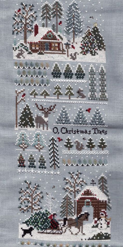 Xmas Cross Stitch, Cross Stitch Christmas, Winter Cross Stitch, Hama Bead, Stitch Christmas, Cross Stitch Samplers, Christmas Tree Farm, Cross Stitch Patterns Christmas, Christmas Embroidery