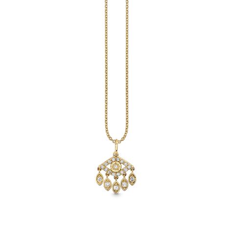 Gold & Diamond Small Eye With Marquise Eye Fringes Charm - Sydney Evan Fine Jewelry Gold Fringe Necklace, Starburst Necklace, Butterfly Necklace Gold, Gold Starburst, Face Necklace, Diamond Evil Eye, Gold Fringe, White Gold Chains, Gold Charm Necklace