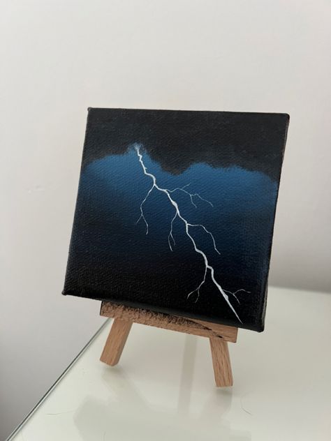 Men Painting Aesthetic, 3x3 Painting Ideas, Dark Blue Canvas Painting, Lightning Canvas Painting, Aesthetic Dark Painting Ideas, Dark Canvas Paintings Easy, Simple Black Painting Ideas, Simple Dark Painting Ideas, Space Paintings Easy