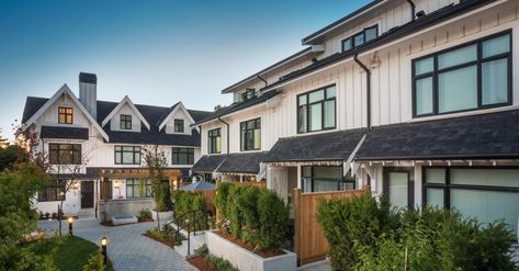 New Trends in the Vacation Rental Industry Vancouver Townhouse, New Townhouse, Condominium Architecture, Social Housing Architecture, Exterior House Design, Townhouse Exterior, Townhouse Designs, Minimal House Design, Brick Architecture