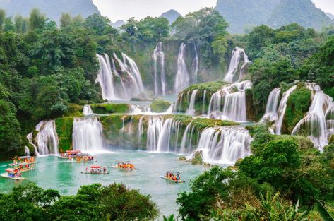 ban gioc waterfall #waterfall #china #vietnam #chongqing high by #2K #wallpaper #hdwallpaper #desktop Cao Bang, Angel Falls, Vietnam Itinerary, Mui Ne, Vietnam Voyage, Famous Waterfalls, Visit Vietnam, Largest Waterfall, North Vietnam