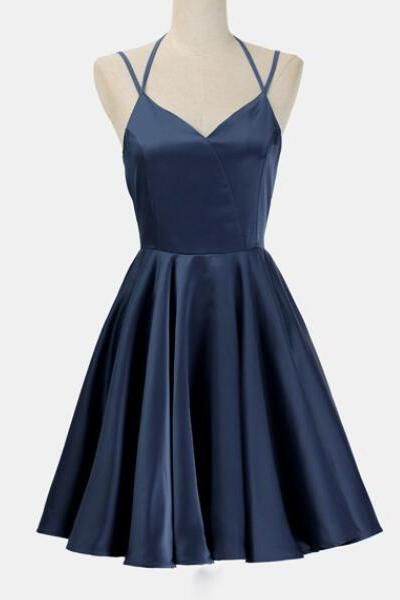 Simple Dresses Classy, Navy Blue Bridesmaid Dresses Short, Junior Homecoming Dresses, Simple Party Dress, Cheap Party Dresses, Blue Homecoming Dresses, Simple Prom Dress, Junior Prom Dresses, Blue Party Dress