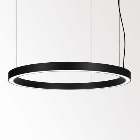 LED direct light pendant lamp SUPER-OH SBL By Delta Light Lighting Units, Circle Pendant Light, Artistic Lighting, Delta Light, Lighting Plan, Lobby Interior, Light Ring, Brass Pendant Light, Lighting Design Interior