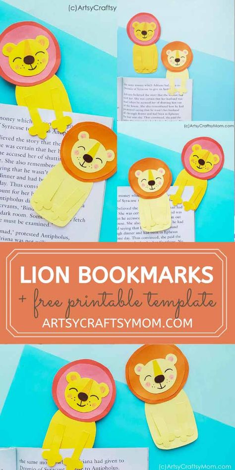 10th August is World Lion Day, which makes it the perfect time to make this Lion Bookmark Craft! Just download the free printable template, print and go! Lion Crafts For Kids, Lion Bookmark, Toddler Activities Daycare, Hippo Crafts, Lion Coloring, World Lion Day, Panda Hug, Giraffe Crafts, Lion Party