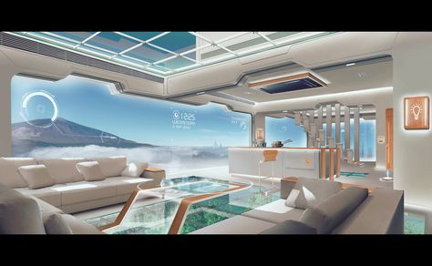 Futuristic Rooms, Sci Fi House, Futuristic Living Room, Sci Fi Room, Lagrange Point, Futuristic Room, Futuristic Bedroom, Scifi Interior, Sci Fi Building