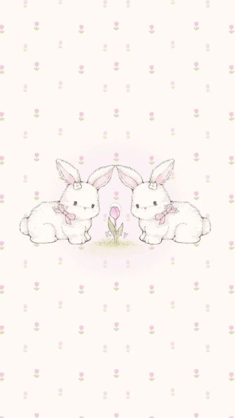 coquette aesthetic wallpaper: pink rabbits Pink Wallpaper Kawaii, Coquette Wallpaper, Rabbit Wallpaper, Bunny Wallpaper, Wallpaper Doodle, Soft Wallpaper, Iphone Wallpaper Photos, Iphone Wallpaper Themes, Images Esthétiques