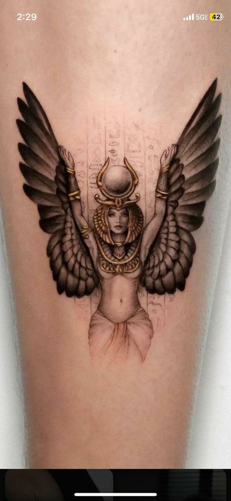 Egyptian Tattoo For Women, Egyptian Goddess Tattoo, Nefertiti Tattoo, Egyptian Tattoo Sleeve, Egypt Tattoo, Books Open, Goddess Tattoo, Muster Tattoos, Egyptian Tattoo