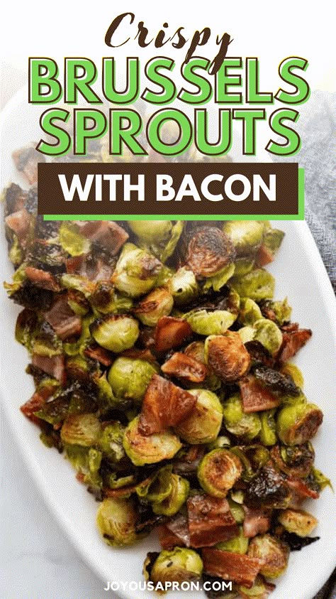 Roasted Brussels Sprouts with Bacon - easy and yummy oven baked vegetable side dish. Brussels sprouts is roasted and seasoned with garlic and honey, then tossed with crispy bacon. Perfect for the holidays - Easter, Christmas and Thanksgiving! Bacon Brussel Sprouts Oven, Brussel Sprouts Oven, Brussel Sprouts In Oven, Honey Roasted Brussel Sprouts, Roasted Brussel Sprouts With Bacon, Roasted Brussel Sprouts Oven, Oven Roasted Brussels Sprouts, Roasted Brussels Sprouts With Bacon, Baked Brussel Sprouts