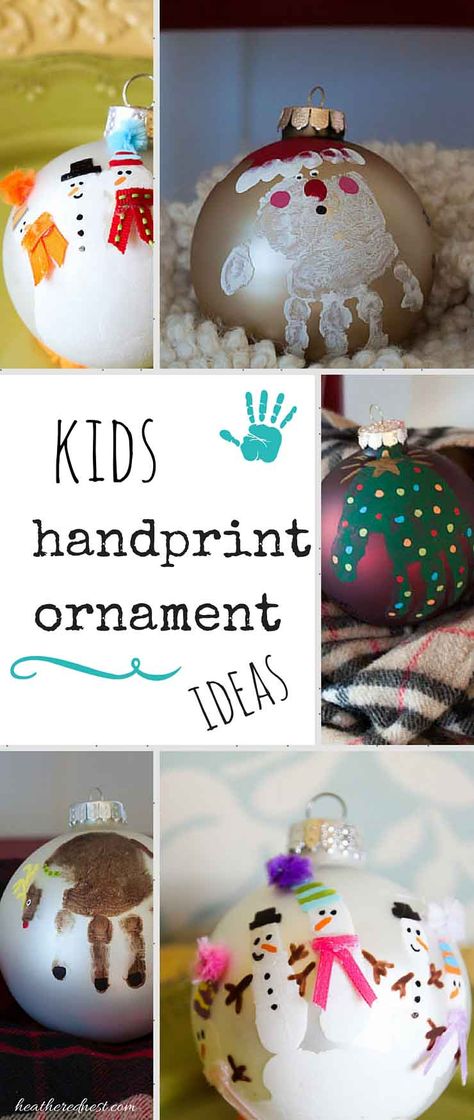 DIY Handprint Christmas Ornament Ideas! So easy, so precious!! heatherednest.com Kids Handprint Ornaments, Diy Christmas Arts And Crafts, Ornaments For Kids To Make, Christmas Ornaments Diy Kids, Ideas Decoracion Navidad, Diy Christmas Art, Christmas Ornament Ideas, Ornaments Diy Kids, Kerajinan Diy