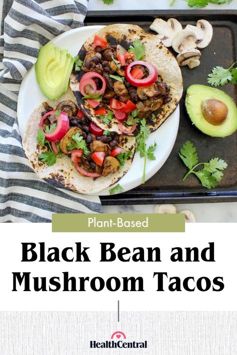 Mushroom Chili, Taco Filling, Mushroom Tacos, Black Bean Tacos, Weekday Dinner, Bean Tacos, Lower Inflammation, Whole Wheat Tortillas, Mushroom And Onions