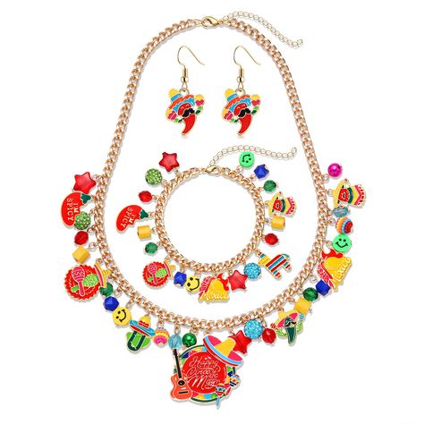 PRICES MAY VARY. Come May 5th,it's time to celebrate the incredible heritage of Mexico and Mexican-American culture!Dazzle and shine with our beautiful Mexican jewelry set!You will recieve a cinco de mayo charm necklace,a lovely fiesta charm bracelets and a pair of Cinco de Mayoearrings,Boasting loads of festive cheer,they have an oh-so-colorful design,ideal for sparking up the fiesta vibes! Ready for a fiesta?This impressive assortment of cinco de mayo jewelry set features fiesta theme charms l Christmas Gift Bow, Carnival Holiday, Holiday Necklace, Fiesta Theme, Fiesta Decorations, Mexican Jewelry, Mexican American, Prom Jewelry, American Culture