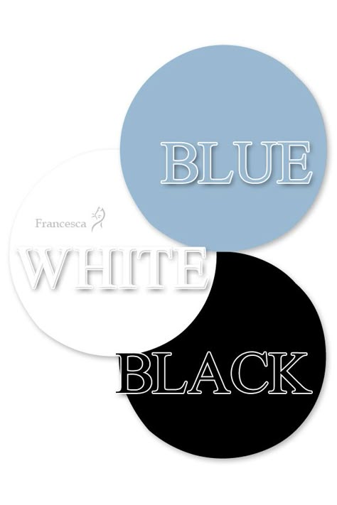 Trio Colour Combinations, Black And White Color Combinations, Black White Blue Color Palette, Black Colour Combination Outfit, Color Knowledge, Color Design Inspiration, Black Color Combination, Colour Combinations Fashion, Color Combos Outfit