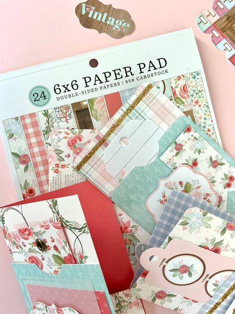 One Paper Book, 6x6 Paper Pad Projects, Paper Pad Crafts Ideas, 6x6 Paper Projects, Bendi Cards, Junque Journal, Paper Bag Books, Pen Pal Gifts, Scrapbook Embellishments Diy