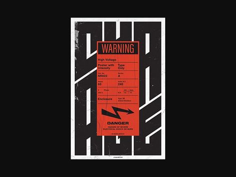 New poster series I'm calling High Voltage. Each one comes with its own warning label. Let me know what you think! ⚡ Industrial Style Graphic Design, Warehouse Graphics, Electric Graphic Design, Brutalist Design Graphic, Library Graphic Design, Swiss Branding, Industrial Graphics, Professional Poster Design, Brutalist Graphic Design