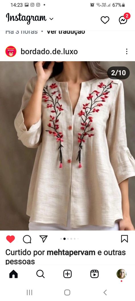 Embroidered Tops For Women Classy, Long Kurti Patterns, Cotton Short Tops, Stylish Office Wear, Trendy Outfits Indian, Clothes Embroidery Diy, Hand Painted Dress, Short Kurti, Fashion Vocabulary