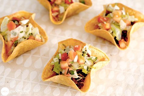 How To Make Mini Taco Bowls In Minutes! Crunchy Taco Shells, Oven Baked Tacos, Mini Taco, Tin Recipes, Seven Layer Dip, Cheesy Potato Casserole, Mini Tacos, One Good Thing By Jillee, Recipes Mexican