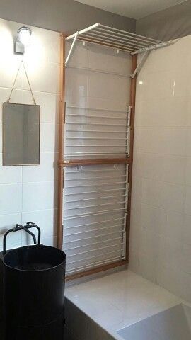 Drying Rack In Bathroom, Laundry Drying Room, Dry Balcony, Laundry Hanger, Drying Room, Laundry Design, Laundry Room Inspiration, Laundry Room Remodel, Small Laundry