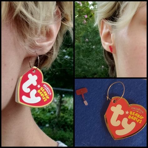 Kidcore, Lesbian Earrings, DIY Earrings Funky Earrings Outfit, Crazy Earrings Aesthetic, Funky Diy Earrings, Weird Earrings Diy, Weird Core Jewelry, Quirky Earrings Diy, Diy Funky Earrings, Lesbian Crafts Diy, Cursed Earrings