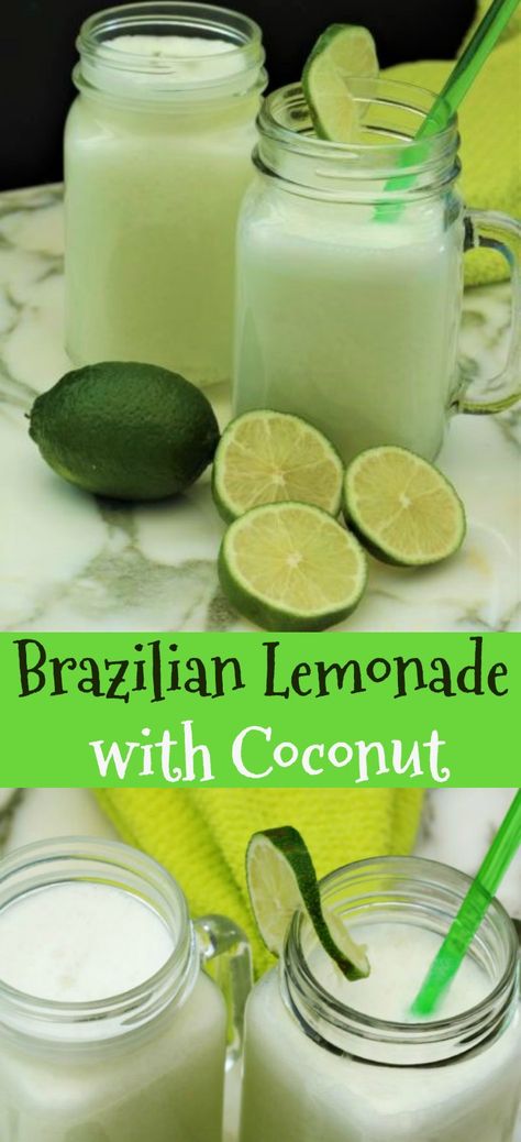 Brazilian Lemonade, Coconut Recipe, Drink Recipes Nonalcoholic, Refreshing Drinks Recipes, Healthy Drinks Recipes, Lemonade Recipes, Coconut Recipes, Alcohol Drink Recipes, Drinks Alcohol Recipes