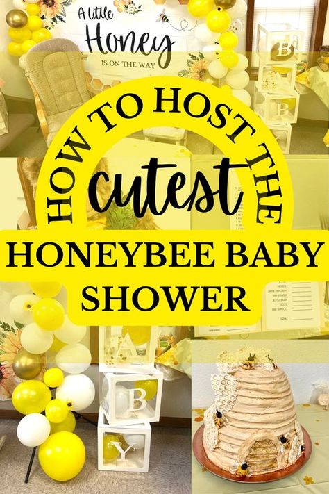 Wow! Such amazing honeybee baby shower theme ideas! I love the food, decor, and games inspiration and step-by-step guide to host the cutest little honey baby shower. Honeybee Baby Shower Theme, Honey Baby Shower Theme, Honey Bee Baby Shower Ideas, Bee Themed Baby Shower Ideas, Bee Baby Shower Food, Honey Bee Baby Shower Theme, Bee Baby Shower Decoration, Baby Shower Theme Ideas, Rebecca Lynn