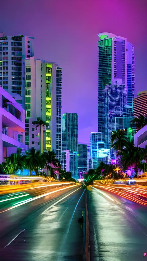 Miami Street Photography, June Vibes, Imvu Backgrounds, City Aesthetic Night, City Skyline Night, Life Captions, Miami Aesthetic, Streetscape Design, City Rain