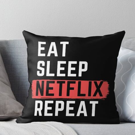 Super soft and durable 100% spun polyester Throw pillow with double-sided print. Cover and filled options. Add some fun to your life with this cool 'Eat Sleep Netflix Repeat' design. Also great as a gift for your family and friends and all netflix lovers! Netflix Gift, Repeat Design, Eat Sleep, Family And Friends, Pillow Sale, Some Fun, Ash, Throw Pillow, Double Sided