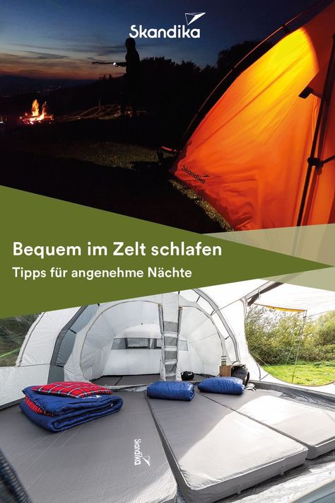 Zelt bei Nacht und gemütliche selbstaufblasende Isomatten mit Schlafsäcken Outdoor Gear, Tent, Camping