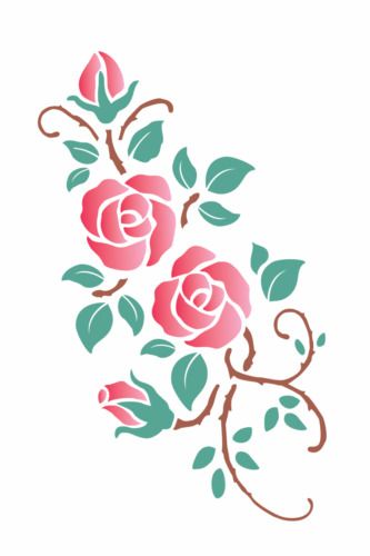 Rose Folk Art, Outline For Painting, Rose Stencils, Outline Flowers, Rose Swag, Primitive Shelf, Craft Signs, Cottage Diy, Making Ornaments