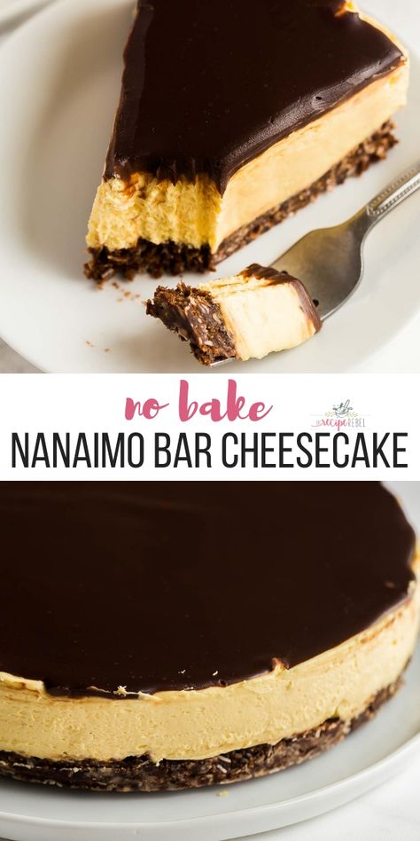 Christmas Dessert Easy, Nanaimo Bar Cheesecake, Cheesecake Christmas, Nanaimo Bar, Perfect Christmas Dessert, Easy No Bake Cheesecake, Nanaimo Bars, Christmas Desserts Easy, Bake Cheesecake